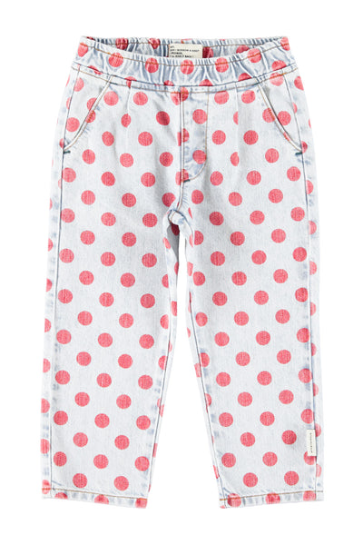 Trousers – light blue denim w/ red dots