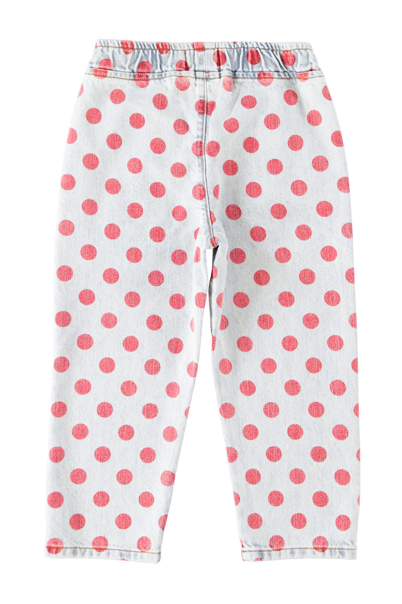 Trousers – light blue denim w/ red dots