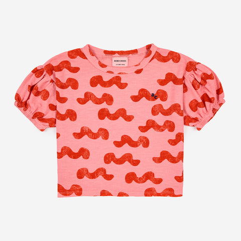 Waves All Over Puffed Sleeve T-Shirt