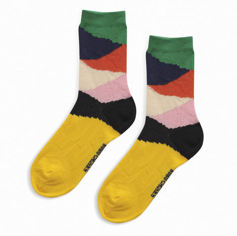 Multi Color Block Short Socks