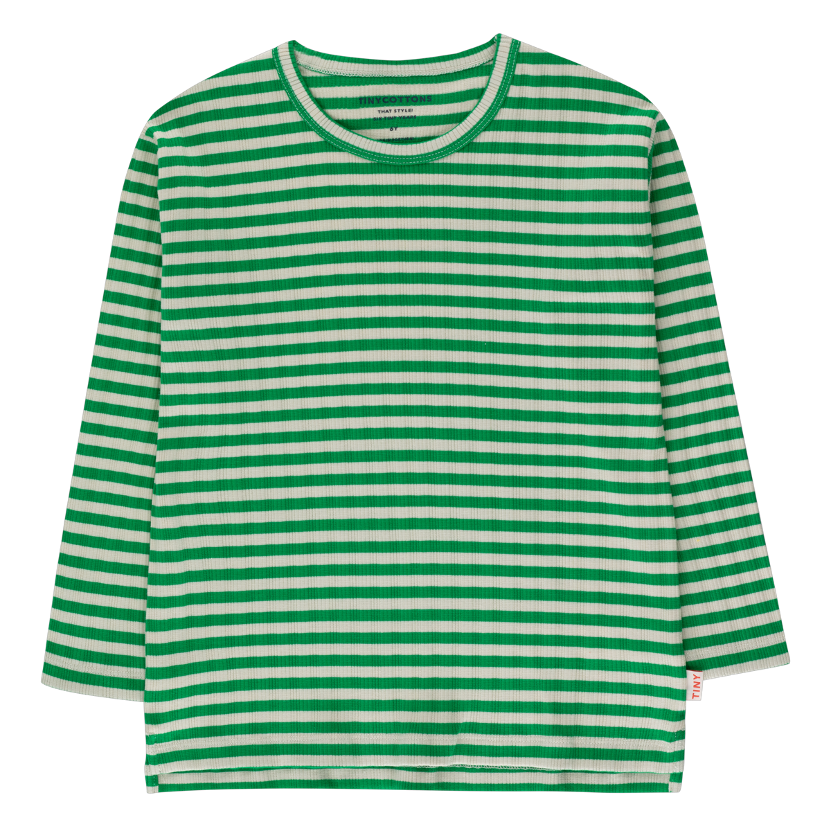 Stripes Tee – light cream/grass green