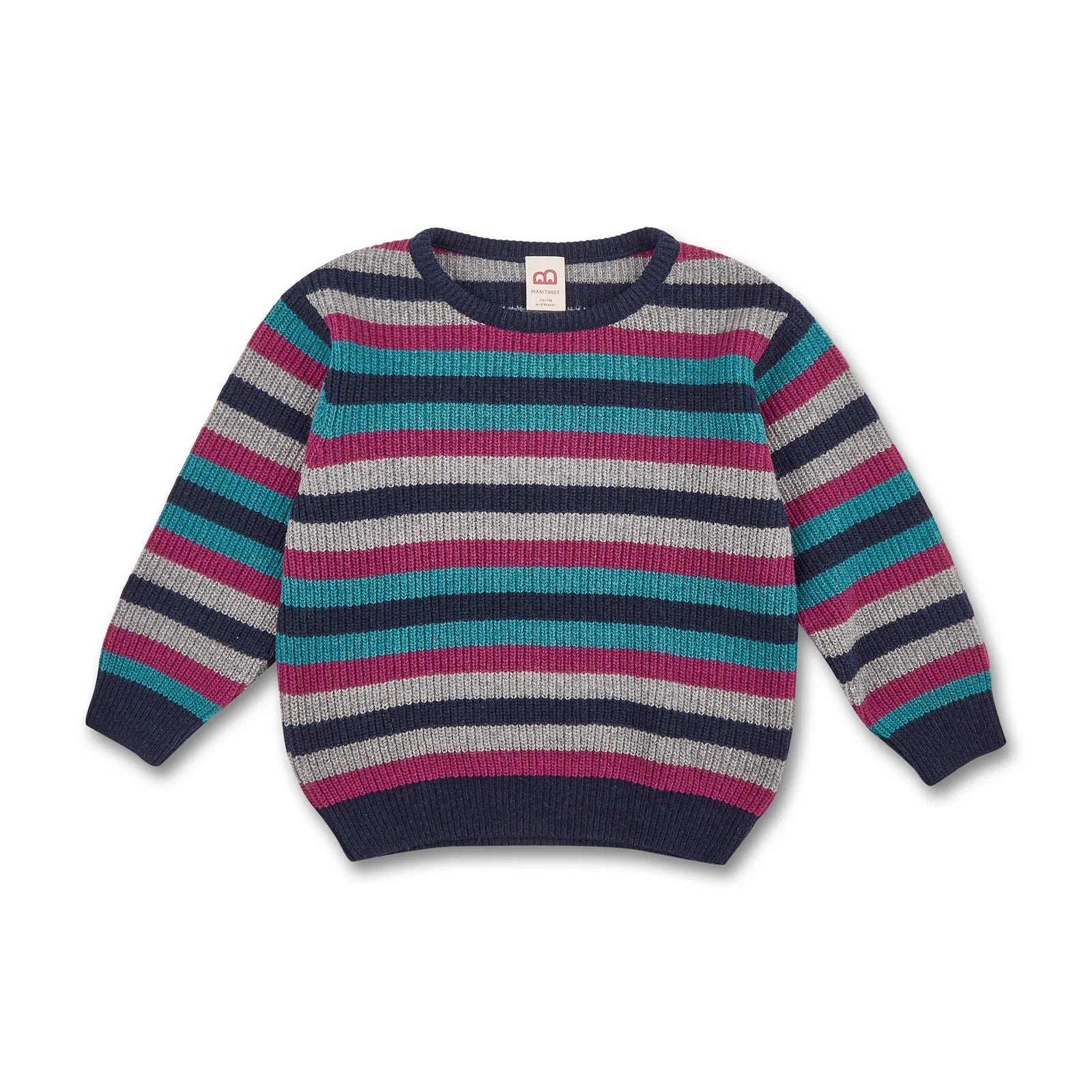 Kids Striped Knit Sweater gray/navy/petrol/fuchsia