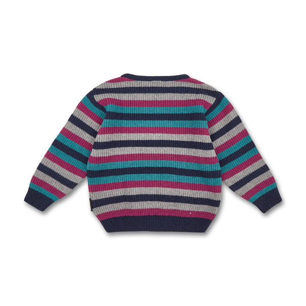 Kids Striped Knit Sweater gray/navy/petrol/fuchsia