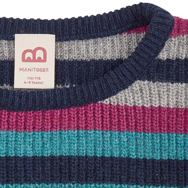 Kids Striped Knit Sweater gray/navy/petrol/fuchsia