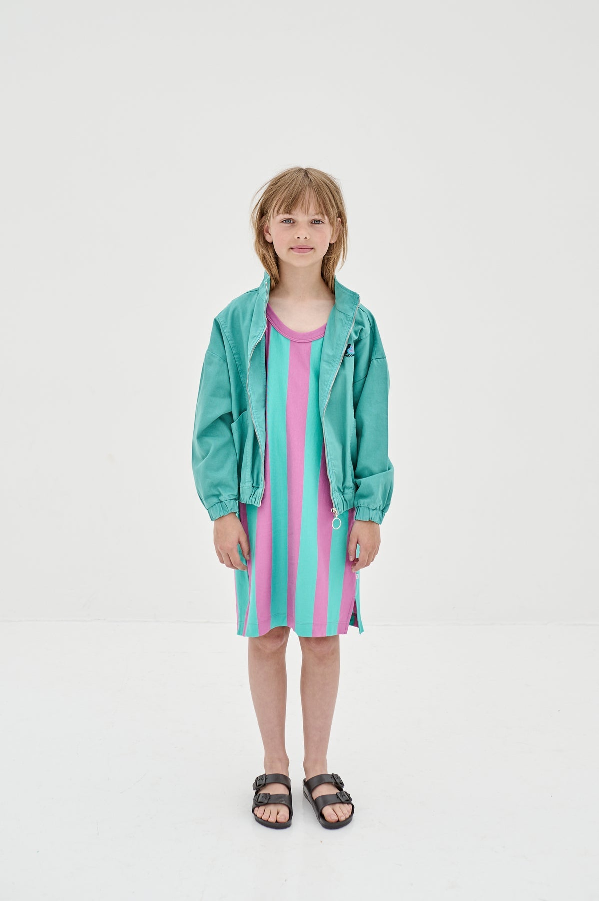 Singlet Dress – azure block stripe