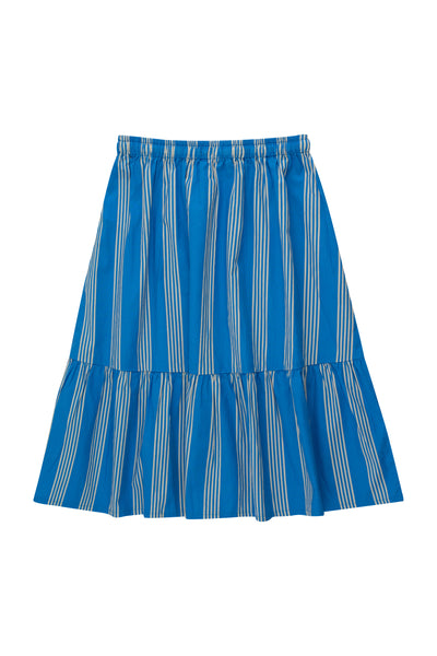 Fine Lines Long Skirt – lapis blue/light cream