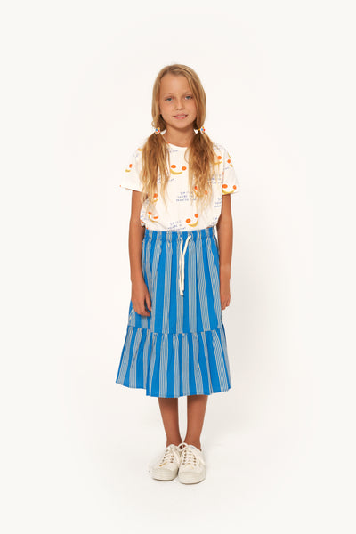 Fine Lines Long Skirt – lapis blue/light cream