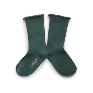 Gerippte Socken mit Wellenkante Delphine - Fonds Marins
