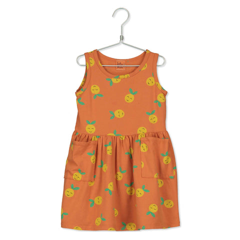 Dress Sleeveless Pockets Grapefruits – orange